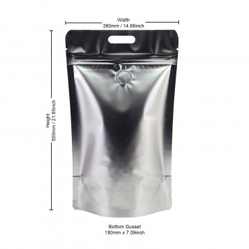 5kg Silver Matt With Handle and Valve Stand Up Pouch/Bag with Zip Lock [SP8]