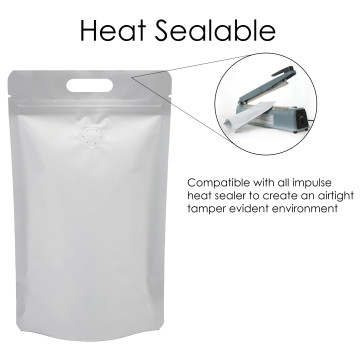 5kg White Matt With Handle and Valve Stand Up Pouch/Bag with Zip Lock [SP8] (100 per pack)