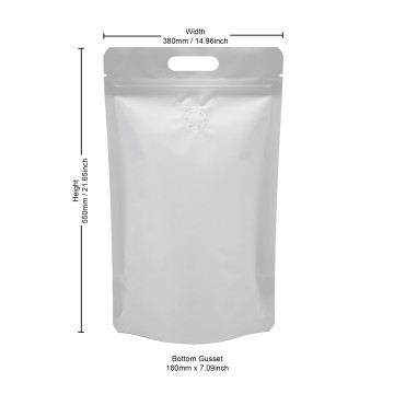 5kg White Matt With Handle and Valve Stand Up Pouch/Bag with Zip Lock [SP8] (100 per pack)