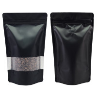 500g Window Black Matt With Valve Stand Up Pouch/Bag with Zip Lock [SP5] (100 per pack)