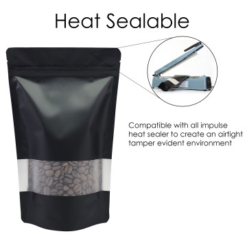 250g Window Black Matt With Valve Stand Up Pouch/Bag with Zip Lock [SP4] (100 per pack)