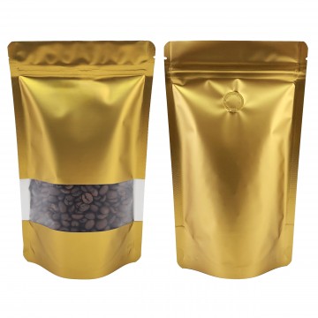 250g Window Gold Matt With Valve Stand Up Pouch/Bag with Zip Lock [SP4]