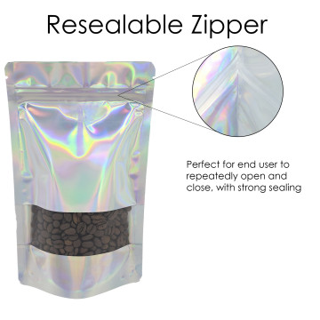 150g Window Holographic With Valve Stand Up Pouch/Bag with Zip Lock [SP3] (100 per pack)