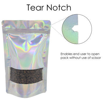 150g Window Holographic With Valve Stand Up Pouch/Bag with Zip Lock [SP3] (100 per pack)