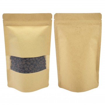 70g Window Kraft Paper With Valve Stand Up Pouch/Bag with Zip Lock [SP2]