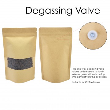 750g Window Kraft Paper With Valve Stand Up Pouch/Bag with Zip Lock [SP11]