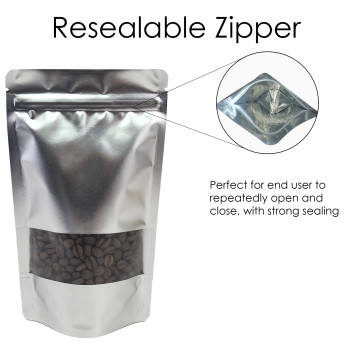 500g Window Silver Matt With Valve Stand Up Pouch/Bag with Zip Lock [SP5] (100 per pack)