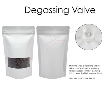 500g Window White Matt With Valve Stand Up Pouch/Bag with Zip Lock [SP5] (100 per pack)