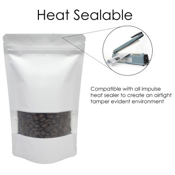 500g Window White Matt With Valve Stand Up Pouch/Bag with Zip Lock [SP5] (100 per pack)