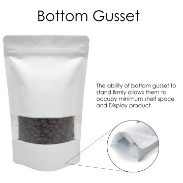 500g Window White Matt With Valve Stand Up Pouch/Bag with Zip Lock [SP5] (100 per pack)
