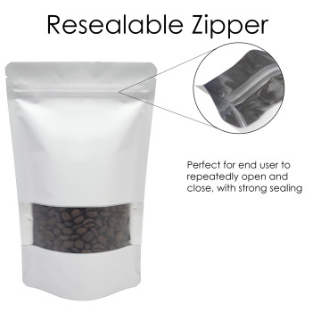 500g Window White Matt With Valve Stand Up Pouch/Bag with Zip Lock [SP5] (100 per pack)