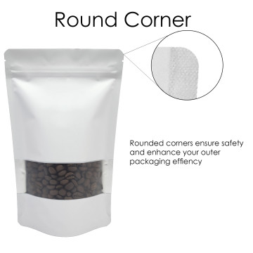 500g Window White Matt With Valve Stand Up Pouch/Bag with Zip Lock [SP5] (100 per pack)