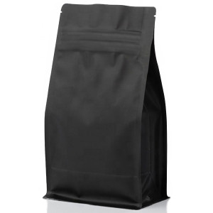 1kg Black Matt Flat Bottom Bag with Zip Lock [FB6] (100 per pack)