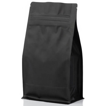 500g Black Matt Flat Bottom Bag with Zip Lock [FB5] (100 per pack)