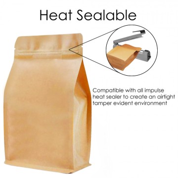 [SAMPLE] 250g Kraft Paper Flat Bottom Valve Stand Up Pouch/Bag with Zip Lock [FB4]