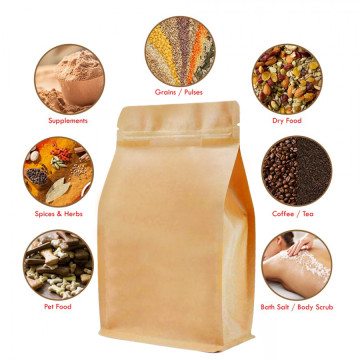 [SAMPLE] 1kg Valve Kraft Paper Flat Bottom Bag with Zip Lock [FB6] (100 per pack)