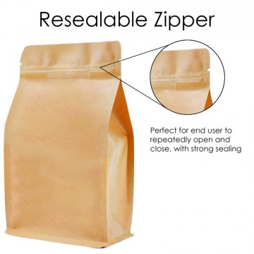 500g Kraft Paper Flat Bottom Stand Up Pouch/Bag with Zip Lock [FB5]