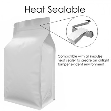 1kg Valve White Matt Flat Bottom Bag with Zip Lock [FB6] (100 per pack)