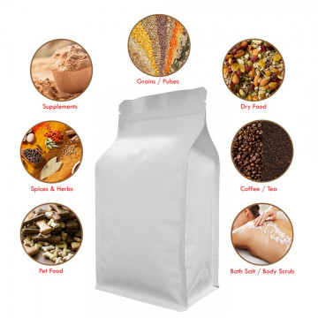 1kg Valve White Matt Flat Bottom Bag with Zip Lock [FB6] (100 per pack)
