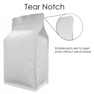 1kg Valve White Matt Flat Bottom Bag with Zip Lock [FB6] (100 per pack)