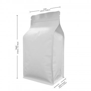 2.5kg 220x410mm White Matt Flat Bottom Stand Up Pouch/Bag with Zip Lock