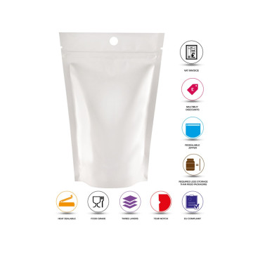 [Sample] 40g White Shiny Stand Up Pouch/Bag with Zip Lock [SP1]