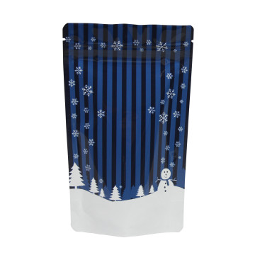 12cm x 20cm Christmas Blue Shiny Stand Up Pouch/Bag with Zip Lock (100 per pack)