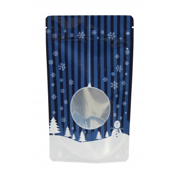 [SAMPLE] 12cm x 20cm Christmas Blue Shiny Stand Up Pouch/Bag with Zip Lock