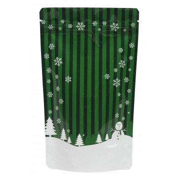 [SAMPLE] 19cm x 26cm Christmas Green Shiny Stand Up Pouch/Bag with Zip Lock [SP5]