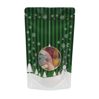 12cm x 20cm Christmas Green Shiny Stand Up Pouch/Bag with Zip Lock (100 per pack)