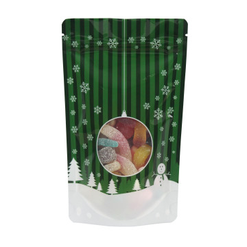 12cm x 20cm Christmas Green Shiny Stand Up Pouch/Bag with Zip Lock (100 per pack)