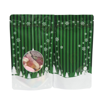 12cm x 20cm Christmas Green Shiny Stand Up Pouch/Bag with Zip Lock (100 per pack)