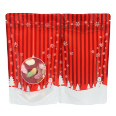 19cm x 26cm Christmas Red Shiny Stand Up Pouch/Bag with Zip Lock [SP5] (100 per pack)