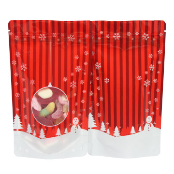 12cm x 20cm Christmas Red Shiny Stand Up Pouch/Bag with Zip Lock 