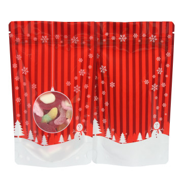 19cm x 26cm Christmas Red Shiny Stand Up Pouch/Bag with Zip Lock [SP5] (100 per pack)