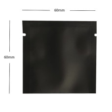 60mm x 60mm  Black Matt 3 Side Seal Pouches