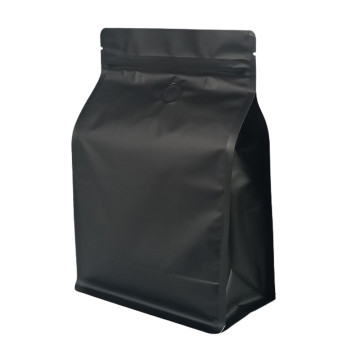 1kg Valve Black Matt Flat Bottom Bag with Zip Lock [FB6] (100 per pack)