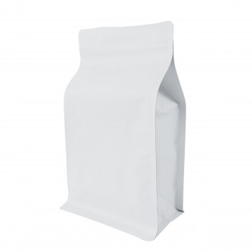1kg White Matt Flat Bottom With Valve Stand Up Pouch/Bag with Zip Lock [FB6]