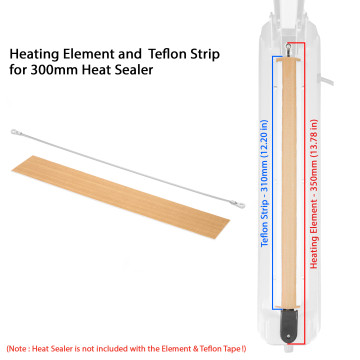 350mm Long Heating Element for 300mm Impulse Heat Sealer with Teflon Strip (2 per pack)