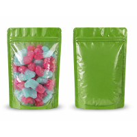 250g Clear / Green Shiny Stand Up Pouch/Bag with Zip Lock [SP4] (100 per pack)