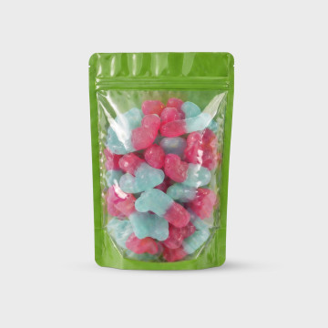 250g Clear / Green Shiny Stand Up Pouch/Bag with Zip Lock [SP4] (100 per pack)