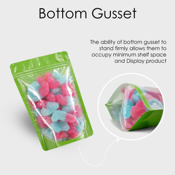 250g Clear / Green Shiny Stand Up Pouch/Bag with Zip Lock [SP4] (100 per pack)