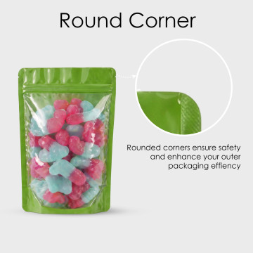 250g Clear / Green Shiny Stand Up Pouch/Bag with Zip Lock [SP4] (100 per pack)