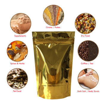 3kg Gold Shiny Stand Up Pouch/Bag with Zip Lock [SP7]