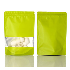 100mm x 150mm Window Green Matt Stand Up Pouch/Bag with Zip Lock