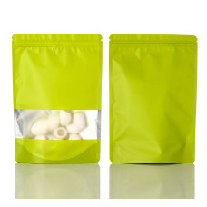 100mm x 150mm Window Green Matt Stand Up Pouch/Bag with Zip Lock (100 per pack)