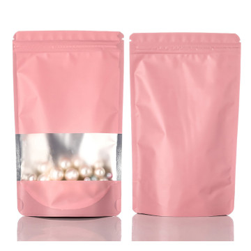 [SAMPLE] 120mm x 200mm Window Pink Matt Stand Up Pouch/Bag with Zip Lock