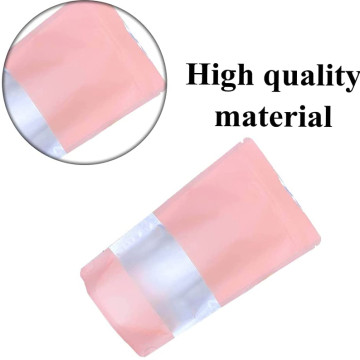 [SAMPLE] 120mm x 200mm Window Pink Matt Stand Up Pouch/Bag with Zip Lock