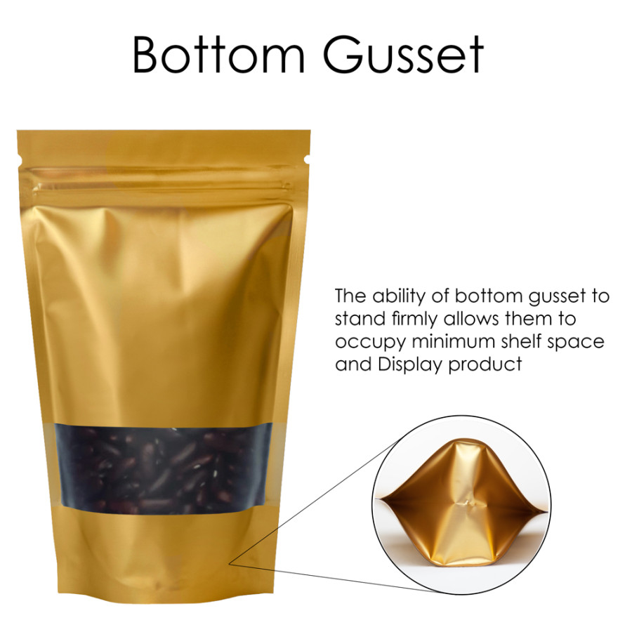 Buy online 100g Window Gold Matt Stand Up Pouch/Bag with Zip Lock [SP9]