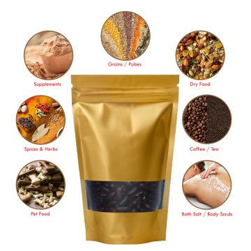 100g Window Gold Matt Stand Up Pouch/Bag with Zip Lock [SP9] (100 per pack)